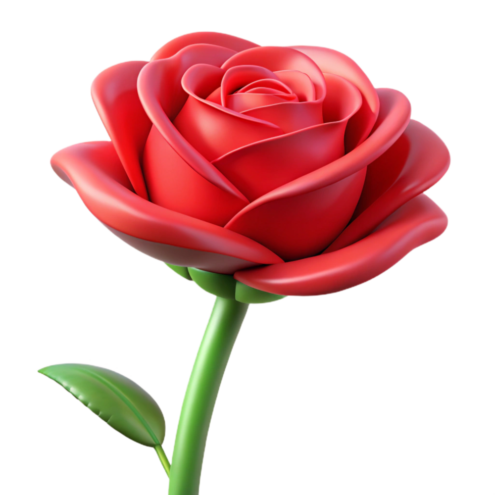 passionate hypnotic Single red rose, blooming, NO BACKGROUND with Transparent Background. high quality png
