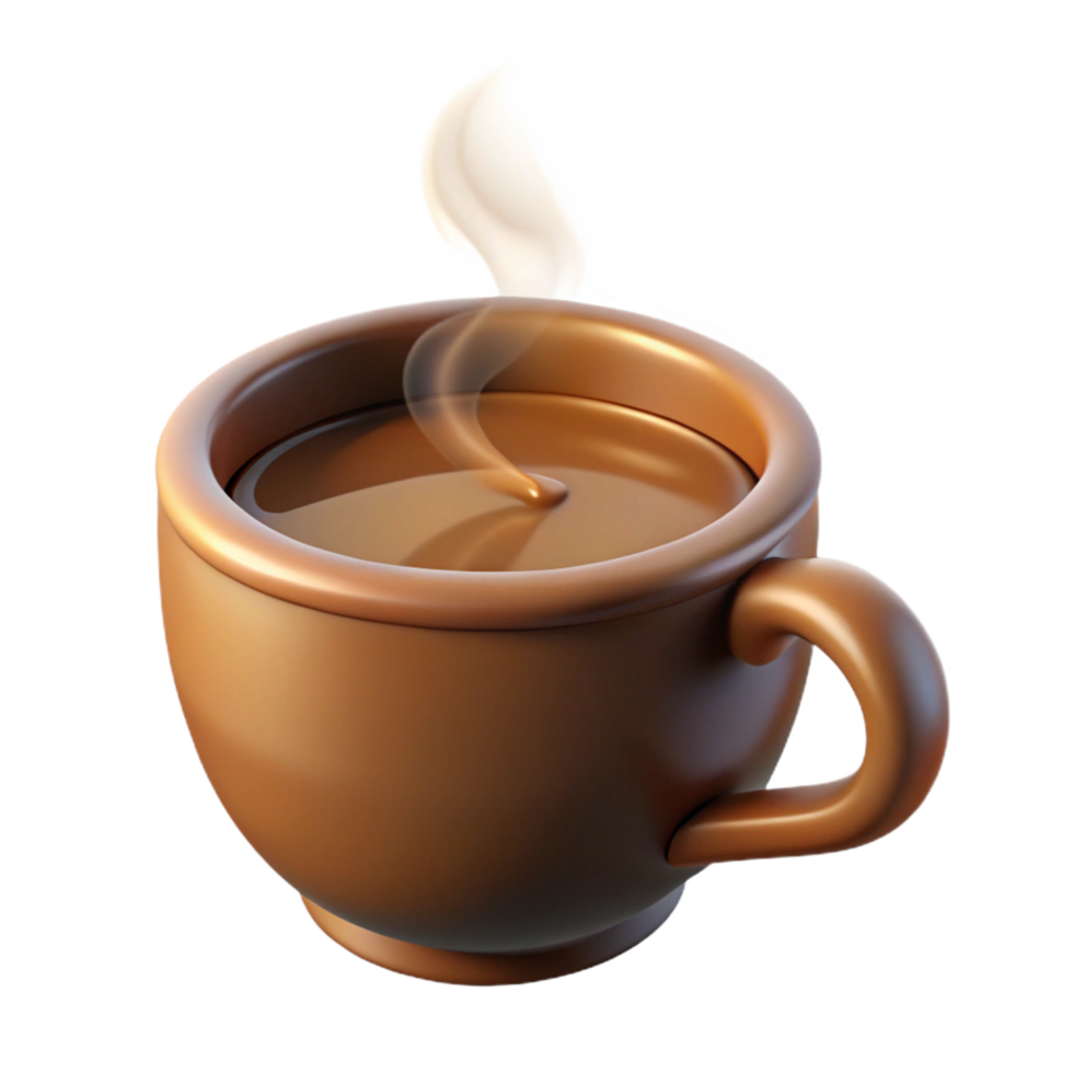 melancholic impressive Coffee cup, steaming hot, NO BACKGROUND with Transparent Background. premium png