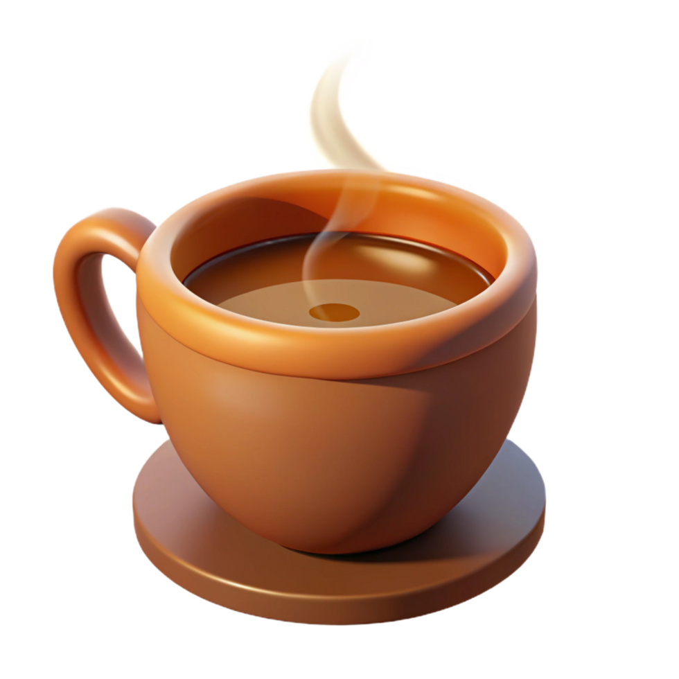 captivating rustic Coffee cup, steaming hot, NO BACKGROUND with Transparent Background. perfect clarity png