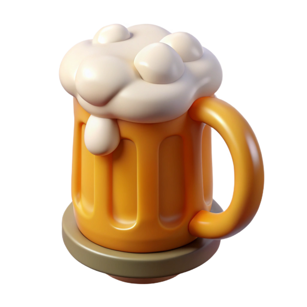striking inspired Beer mug, frothy head, NO BACKGROUND with Transparent Background. png