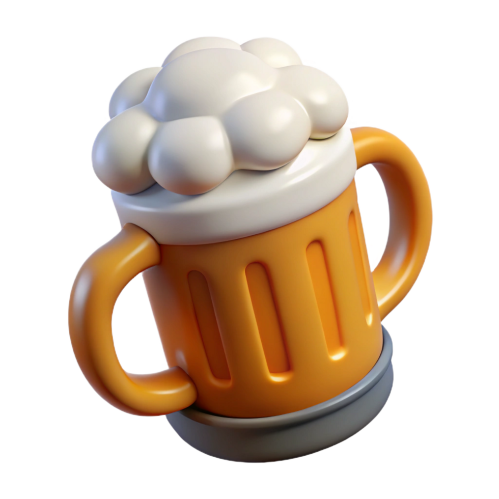 ethereal picturesque Beer mug, frothy head, NO BACKGROUND with Transparent Background. 8K png