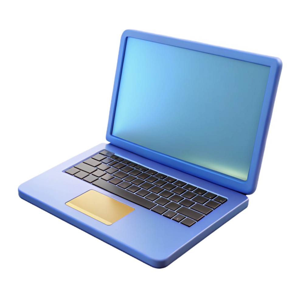 quintessential classic Laptop computer, open screen, NO BACKGROUND with Transparent Background. ultra HD png