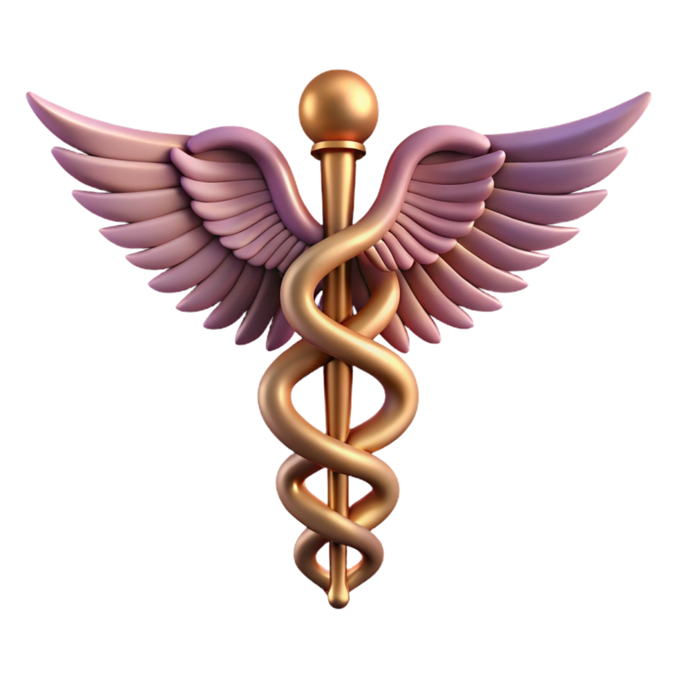 breathtaking distinguished Hermes' Caduceus, winged staff with intertwined serpents, NO BACKGROUND with Transparent Background. png