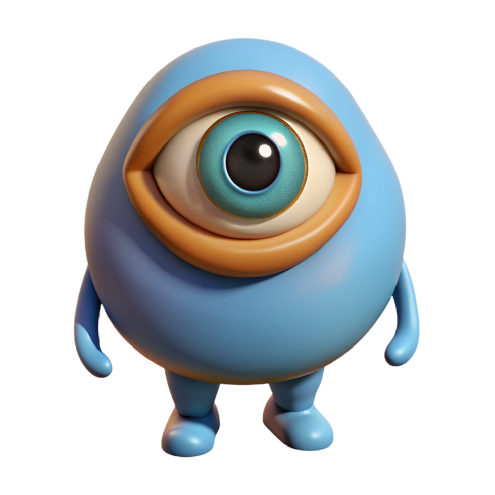 reflective immaculate A mythical Cyclops, single large eye, NO BACKGROUND with Transparent Background. fine detail png