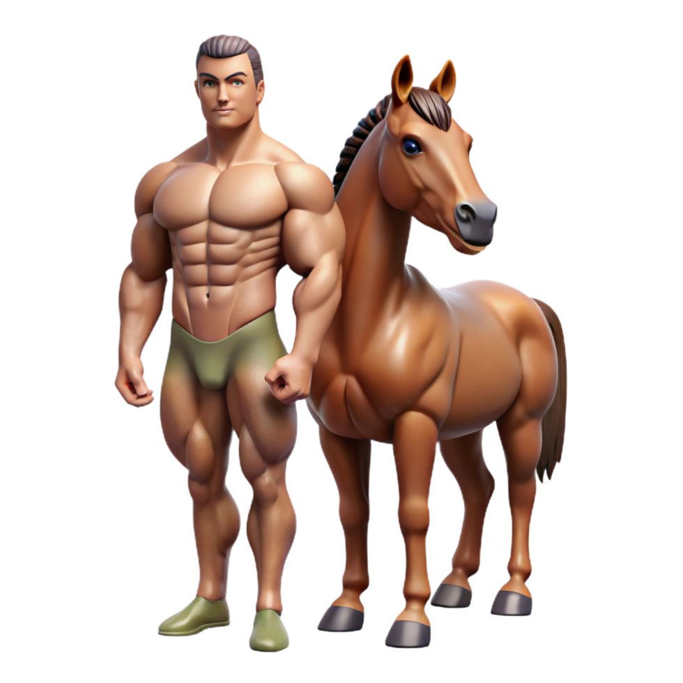 splendid quintessential A Centaur, muscular human torso and horse body, NO BACKGROUND with Transparent Background. png