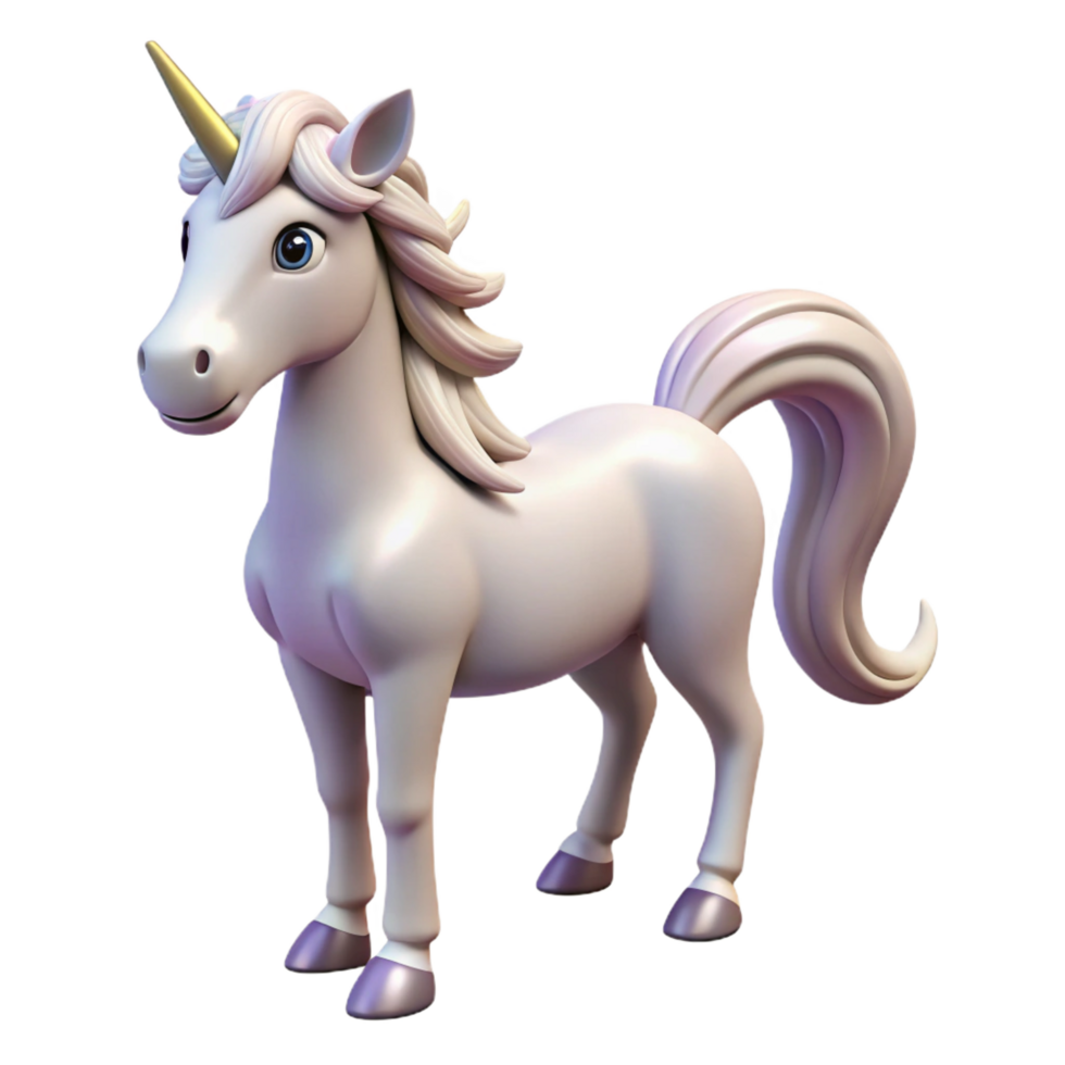 timeless artistic A majestic Unicorn, white horse with a spiraled horn, NO BACKGROUND with Transparent Background. handcrafted png