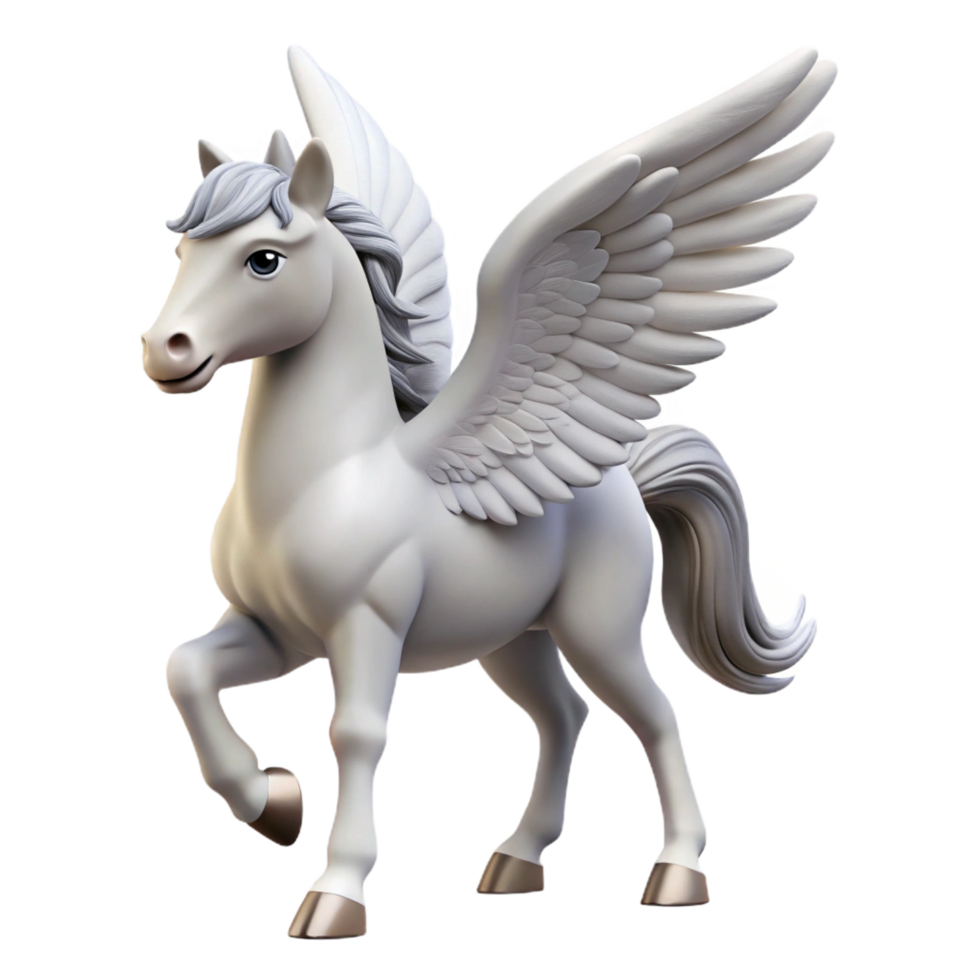 coveted baroque A winged Pegasus, white horse with feathered wings, NO BACKGROUND with Transparent Background. studio quality png