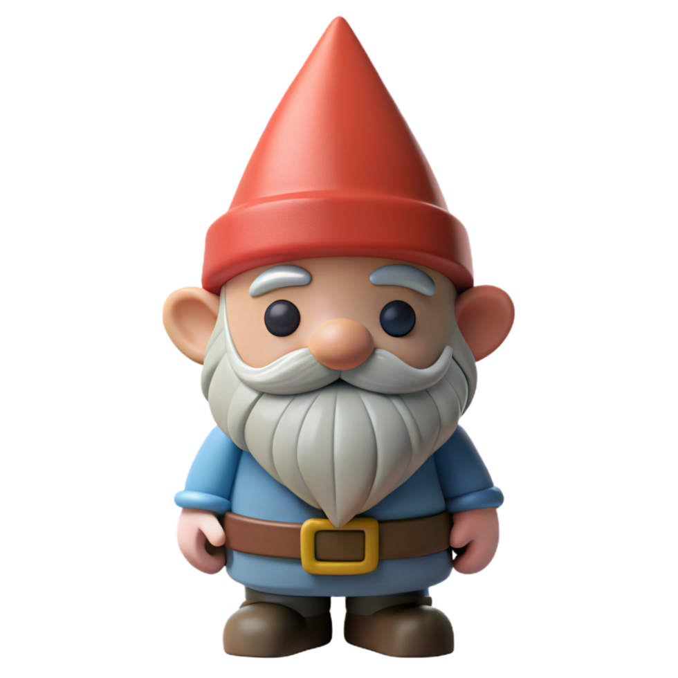 wonderful memorable A Gnome, small, bearded humanoid with a pointed hat, NO BACKGROUND with Transparent Background. png