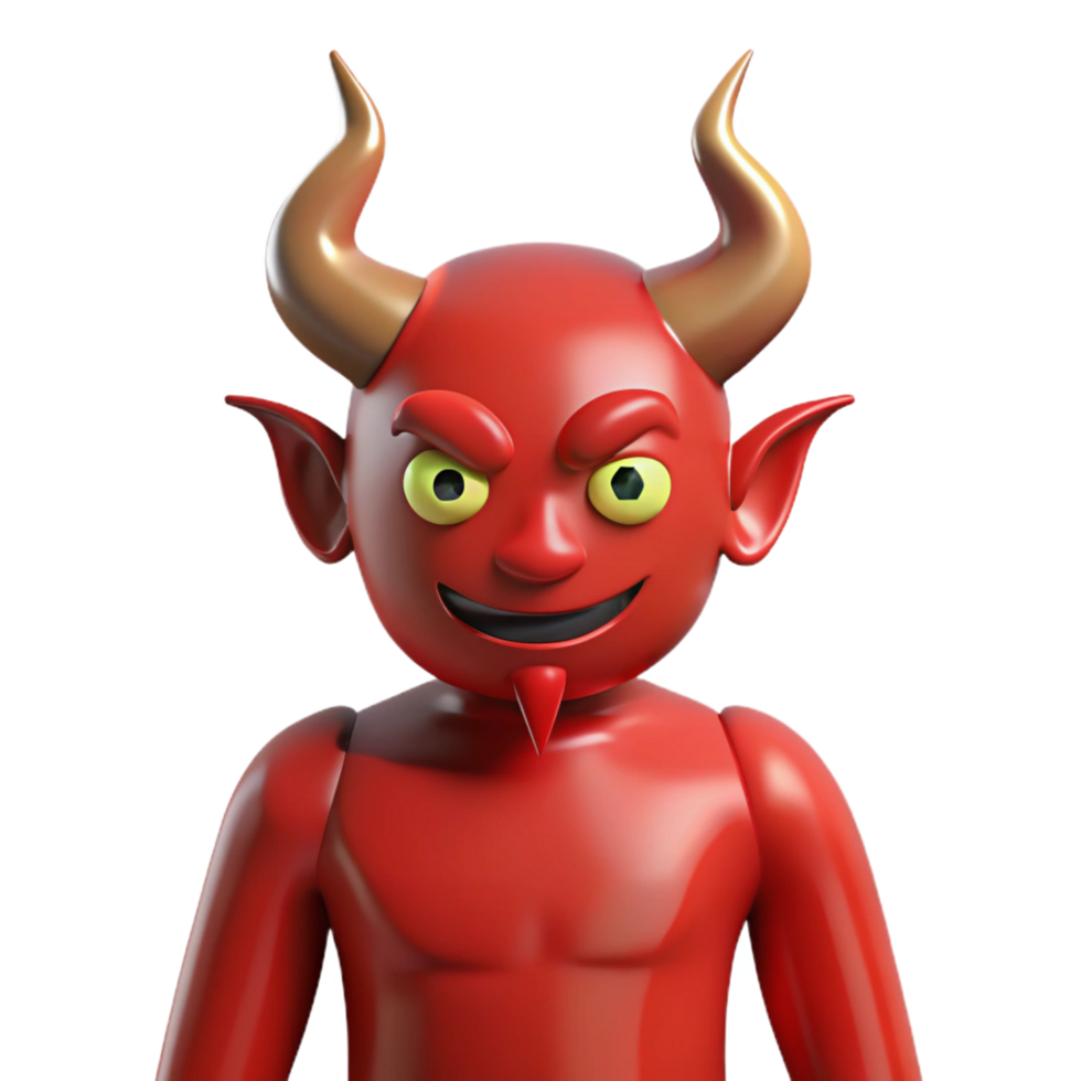 magnificent minimalist A Devil, horned figure with a pointed tail, NO BACKGROUND with Transparent Background. genuine png