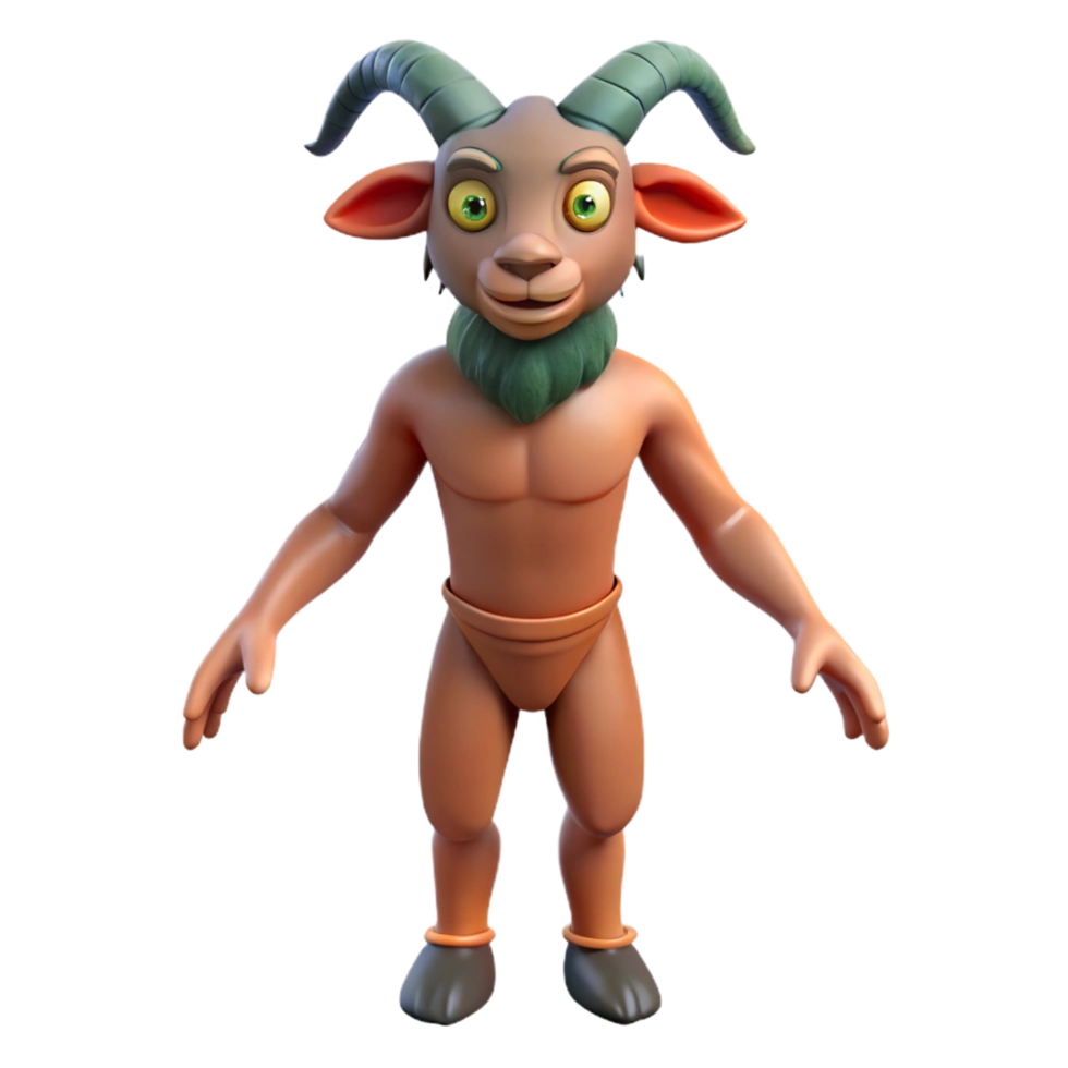 dramatic mysterious avant-garde A Satyr, humanoid with goat legs and horns, NO BACKGROUND with Transparent Background. high quality png