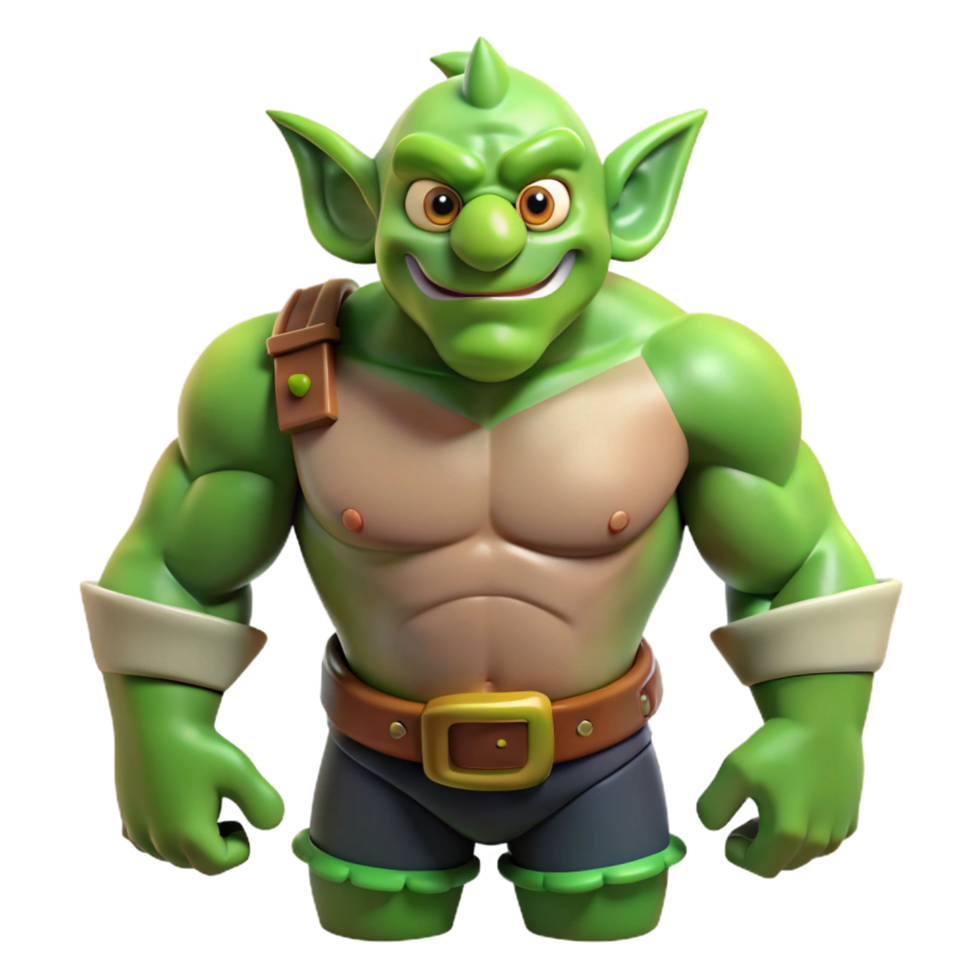 impressive notable An Orc, brutish and green-skinned humanoid, NO BACKGROUND with Transparent Background. png
