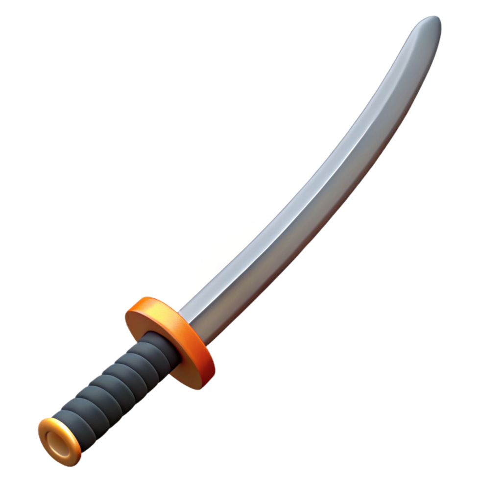nostalgic exquisite A Japanese Katana, curved, single-edged sword, NO BACKGROUND with Transparent Background. refined png