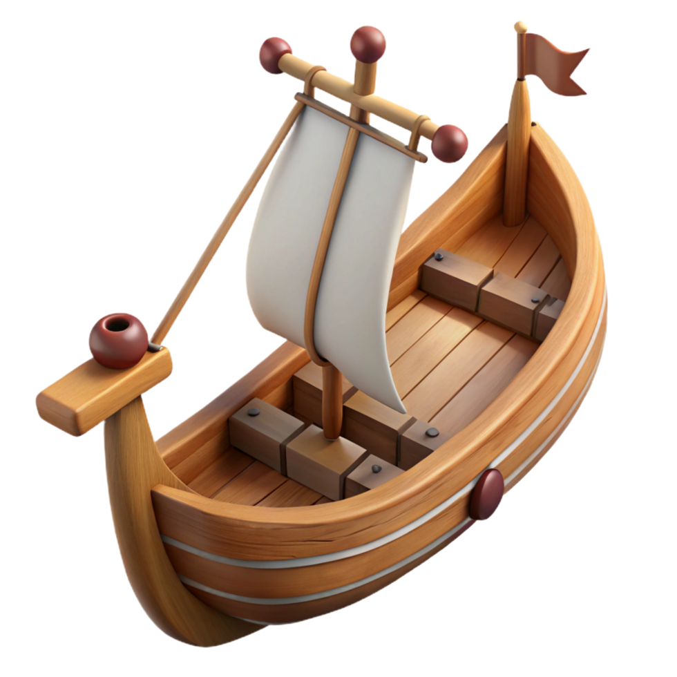 spectacular distinguished A Viking Longship, wooden warship with oars, NO BACKGROUND with Transparent Background. png