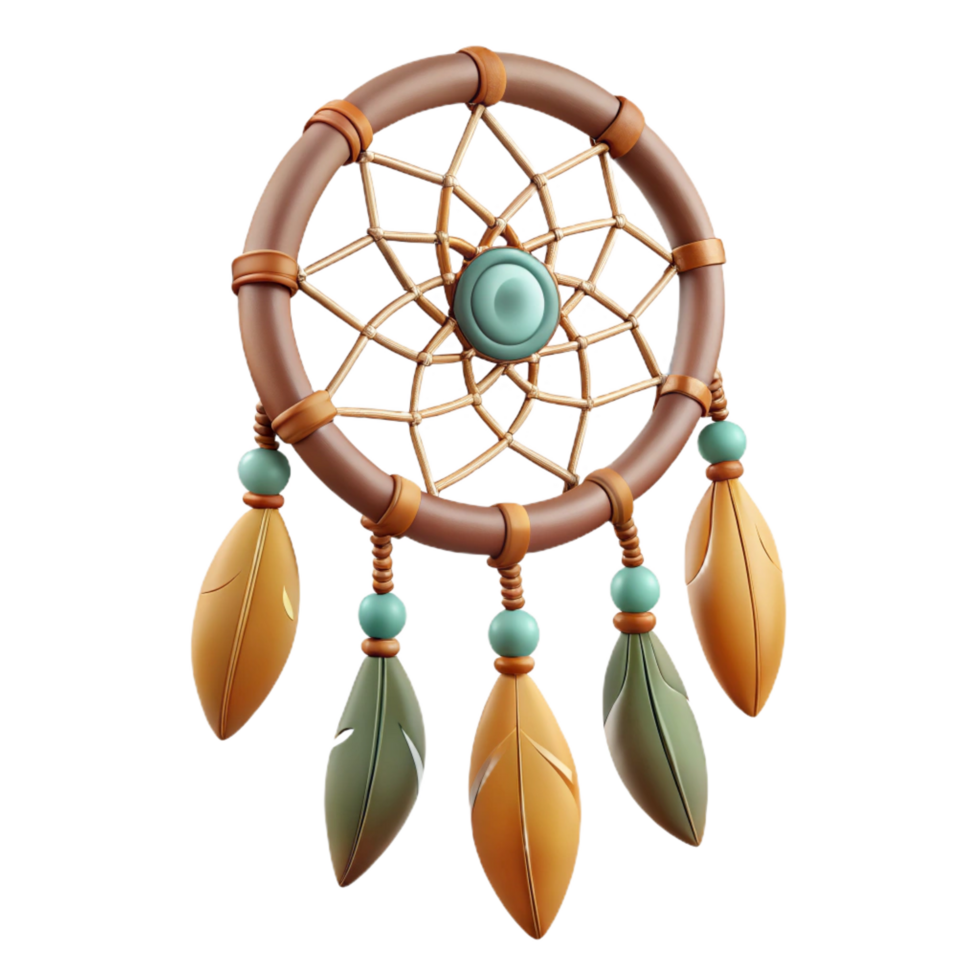 extraordinary nordic A Native American Dreamcatcher, webbed circle with feathers, NO BACKGROUND with Transparent Background. high resolution png