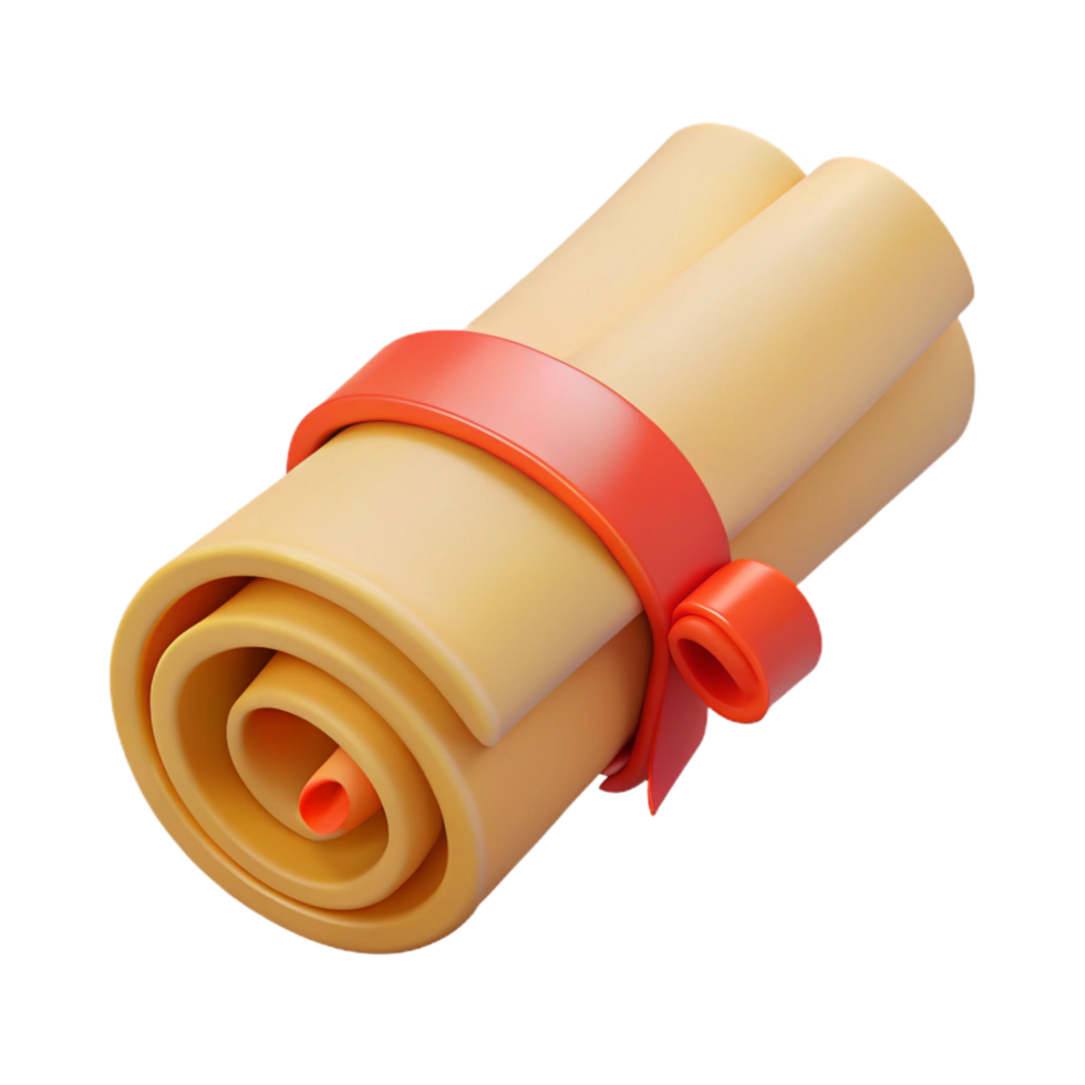 reflective breathtaking A Scroll, rolled parchment tied with a ribbon, NO BACKGROUND with Transparent Background. premium png