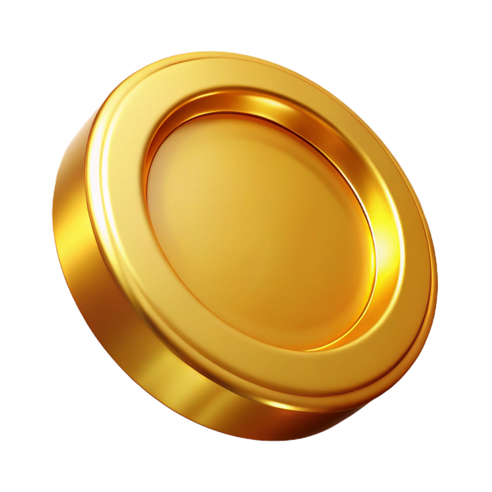 gorgeous distinguished A single Gold Coin, gleaming and circular, NO BACKGROUND with Transparent Background. png