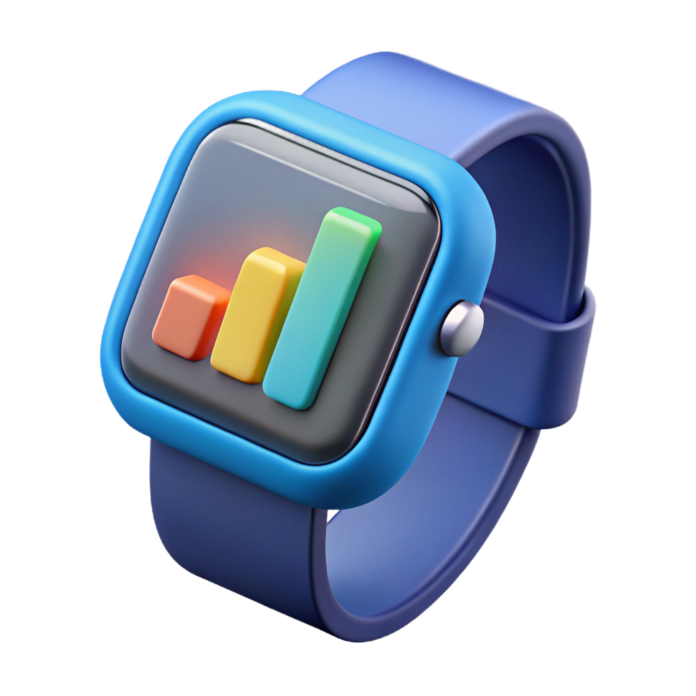 dramatic harmonious nordic Smartwatch displaying fitness tracking data, NO BACKGROUND with Transparent Background. premium png