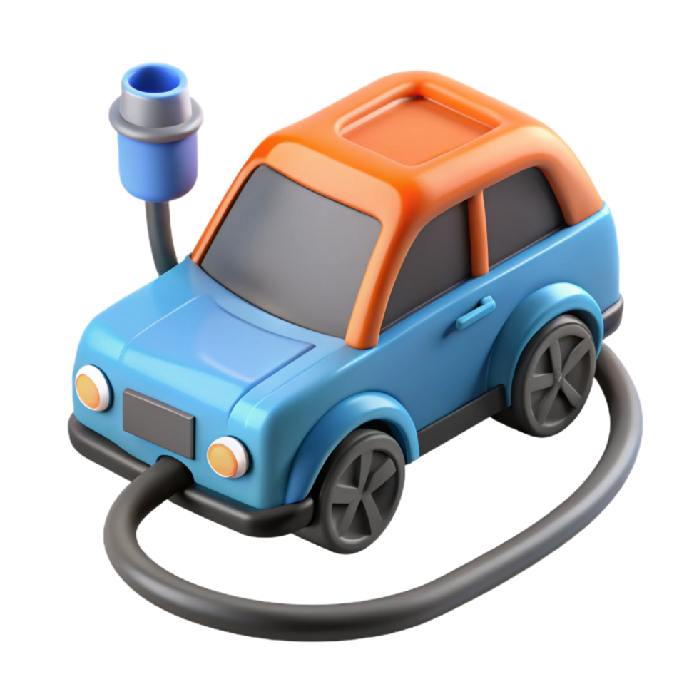 mesmerizing quintessential Electric car charging cable plugged into a car, NO BACKGROUND with Transparent Background. png