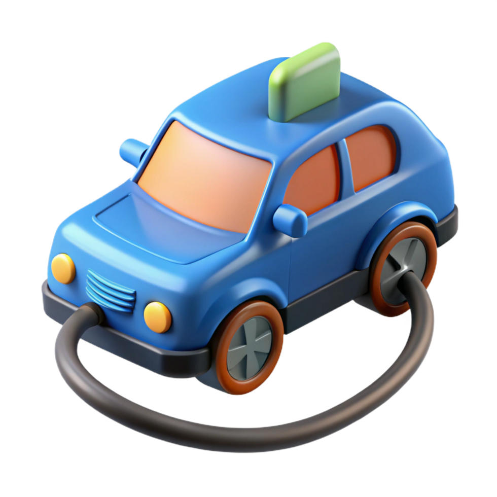 pristine memorable Electric car charging cable plugged into a car, NO BACKGROUND with Transparent Background. png