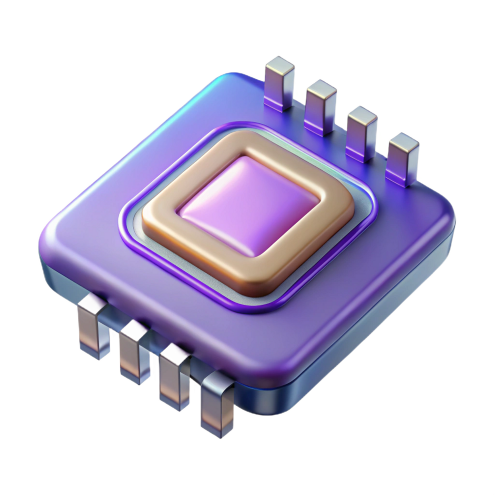 whimsical splendid Quantum computer processor chip, NO BACKGROUND with Transparent Background. museum quality png