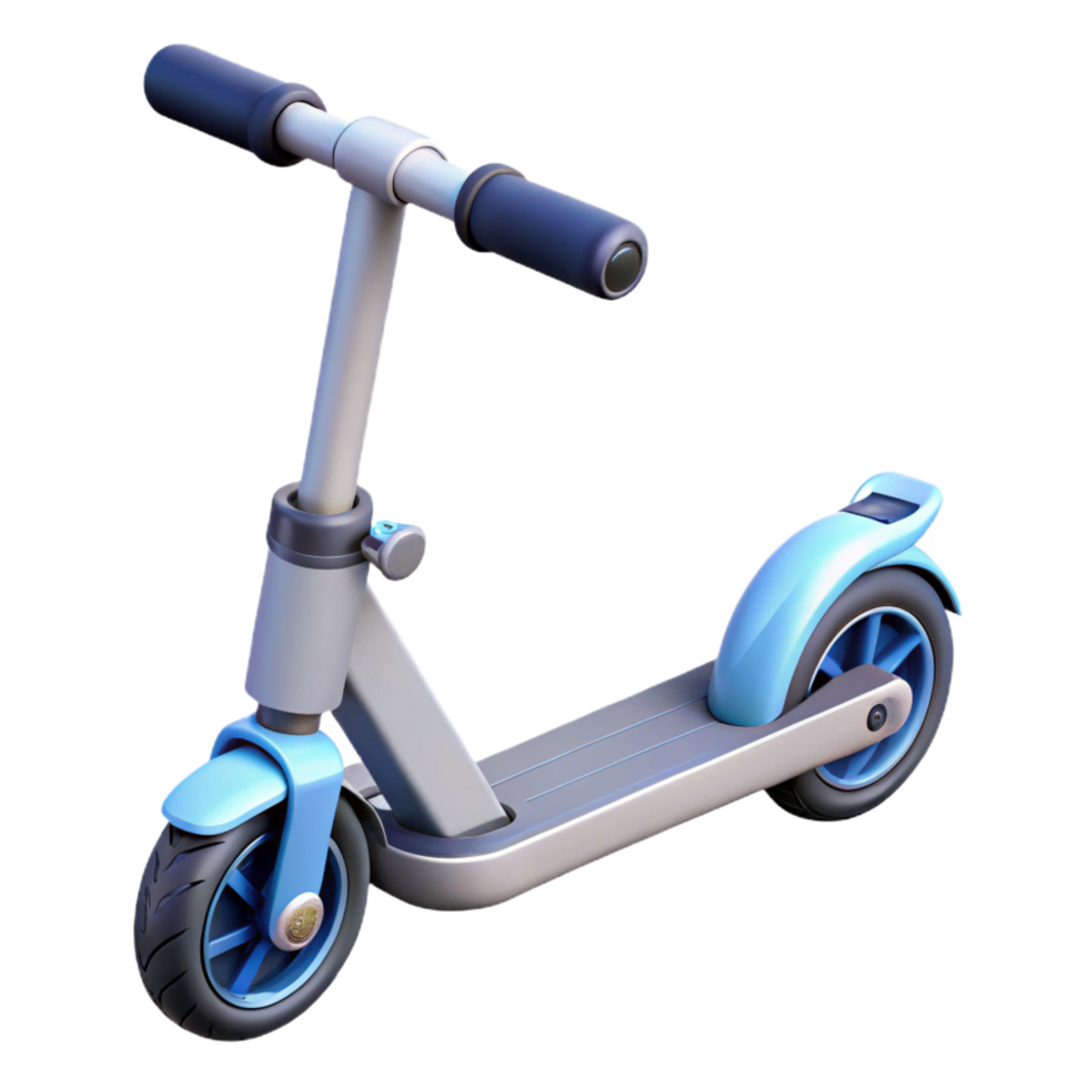 whimsical fascinating Electric scooter with folded handlebars, NO BACKGROUND with Transparent Background. 8K png