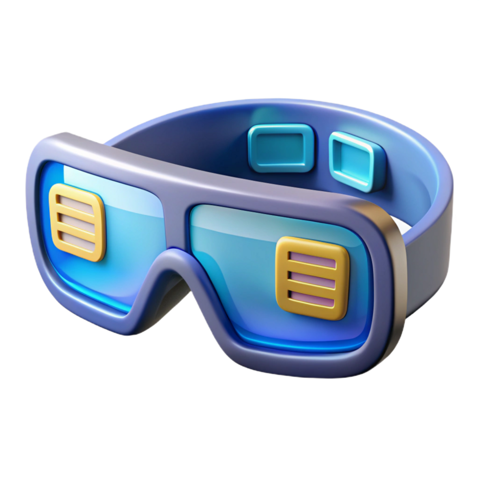 reflective hypnotic Augmented reality glasses displaying information, NO BACKGROUND with Transparent Background. impeccable png