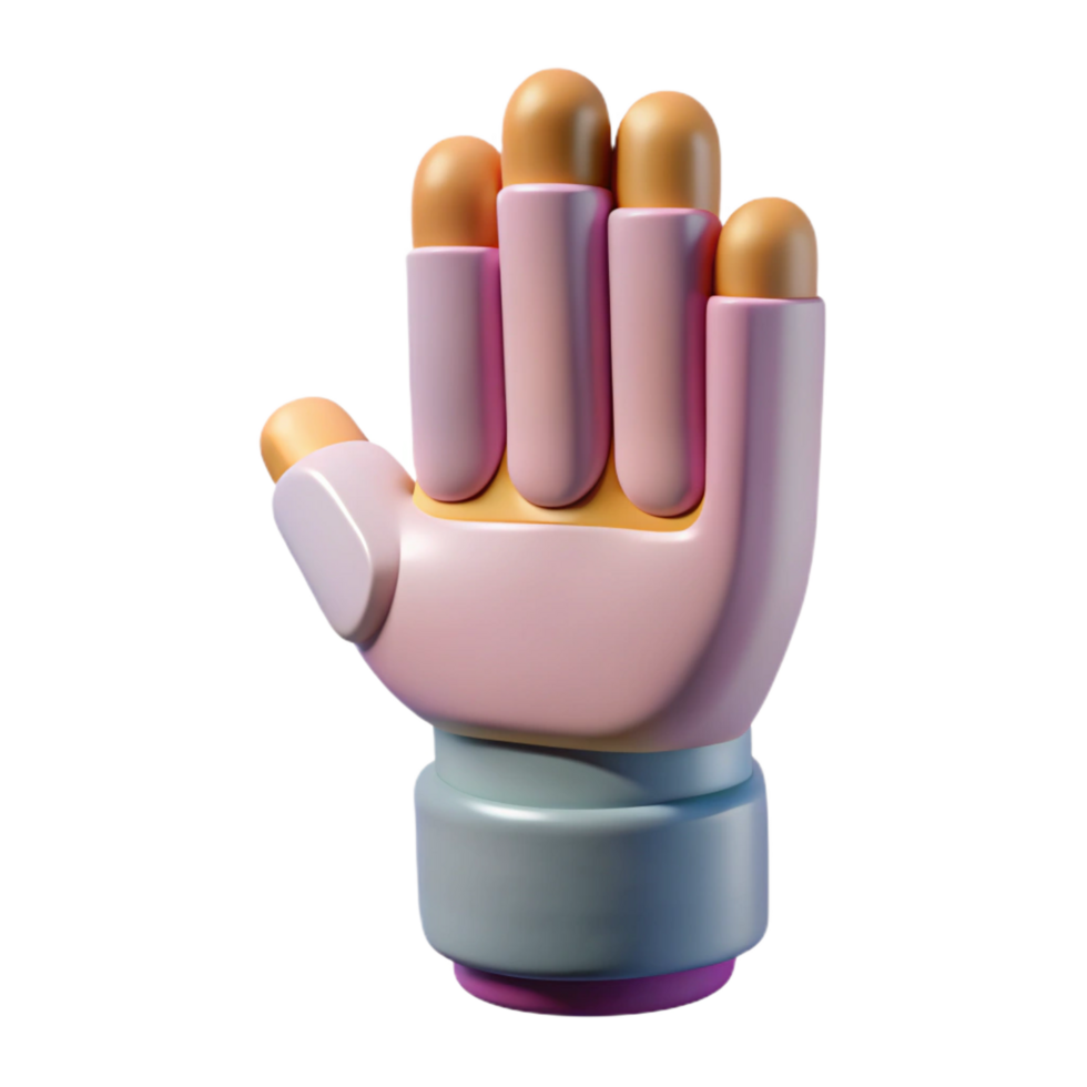 pristine intense industrial 3D printed prosthetic hand, NO BACKGROUND with Transparent Background. top-tier png