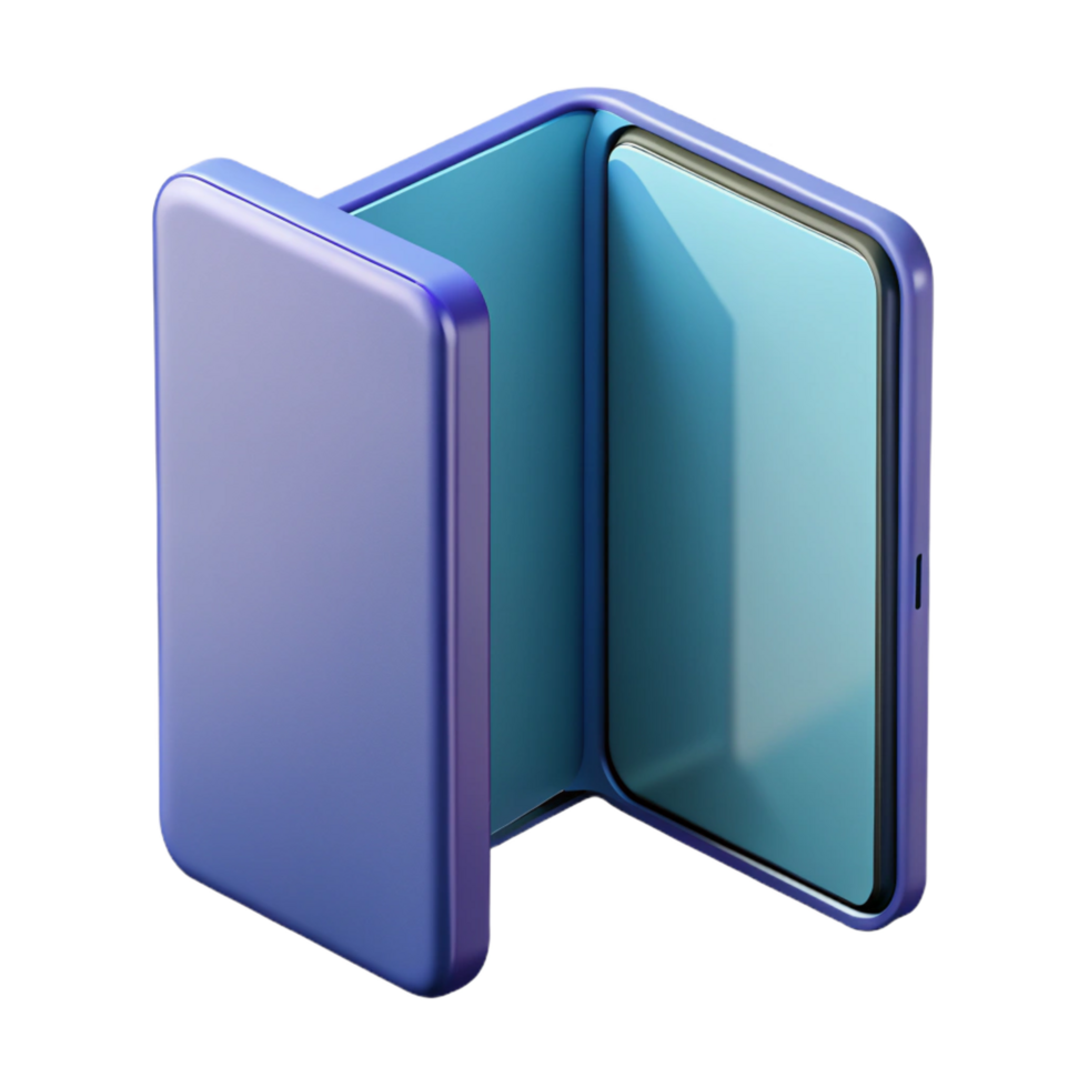 intense dazzling Foldable smartphone with flexible display, NO BACKGROUND with Transparent Background. elite png