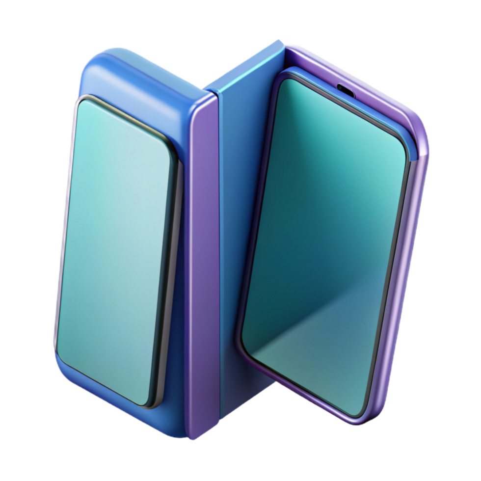 extraordinary vintage Foldable smartphone with flexible display, NO BACKGROUND with Transparent Background. studio quality png