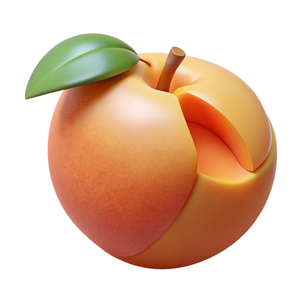 beautiful distinctive Peach with a bite taken out NO BACKGROUND with Transparent Background. png