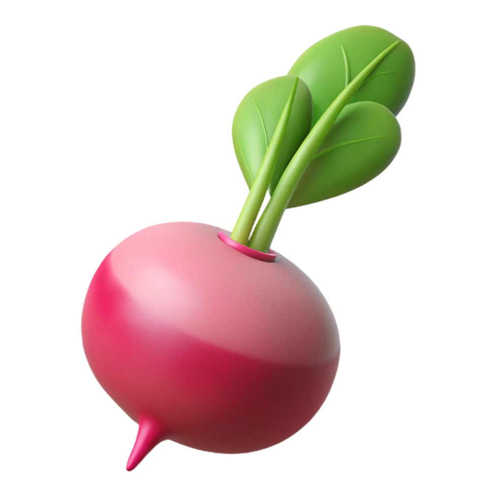 glorious geometric Single radish with leaves NO BACKGROUND with Transparent Background. top-tier png