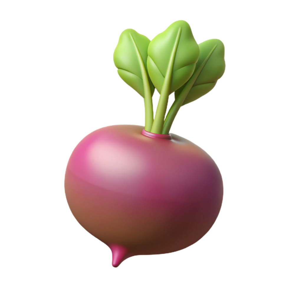 distinguished vintage Single radish with leaves NO BACKGROUND with Transparent Background. precision png