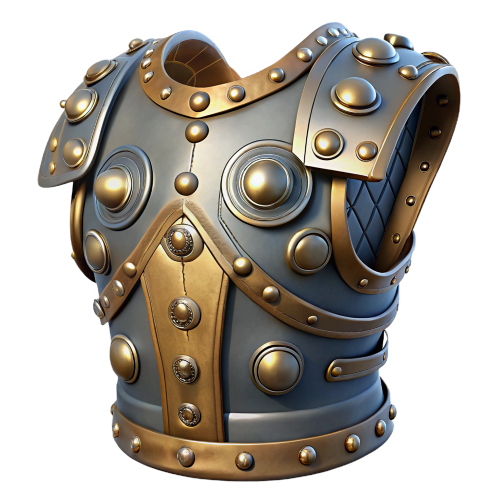 mesmerizing romantic victorian Steampunk armor breastplate with intricate metal plating and rivets. NO BACKGROUND with Transparent Background. expertly shot png