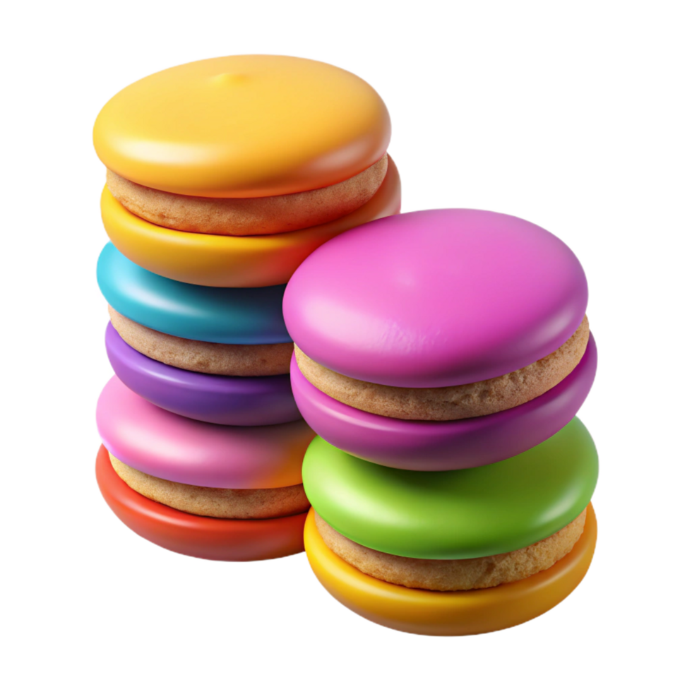 splendid traditional A stack of colorful macarons, various flavors, NO BACKGROUND with Transparent Background. exclusive png