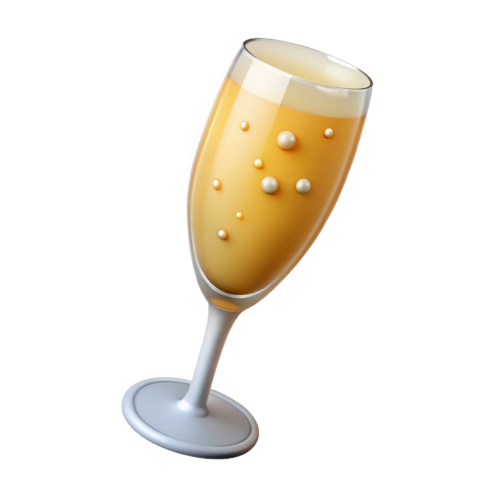 energetic glorious A glass of overflowing champagne, with bubbles, NO BACKGROUND with Transparent Background. flawless png