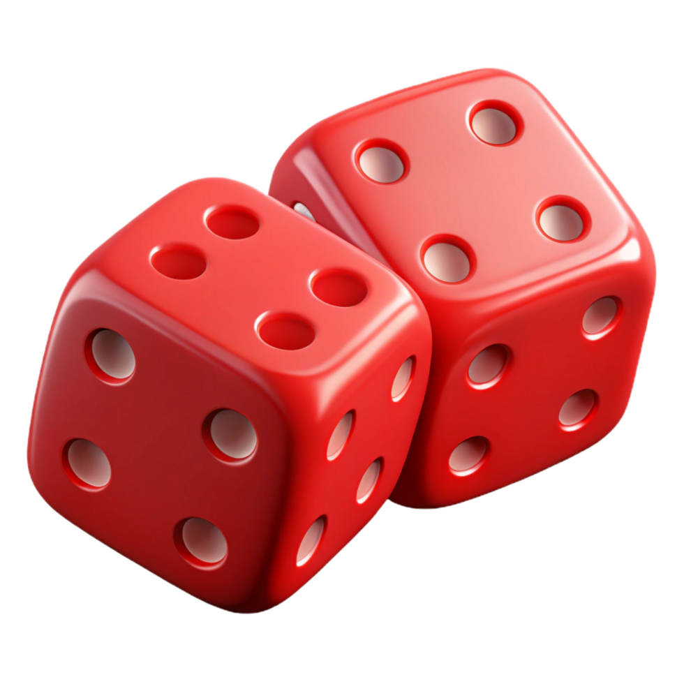 immaculate bohemian A pair of red dice, showing snake eyes, NO BACKGROUND with Transparent Background. 8K png