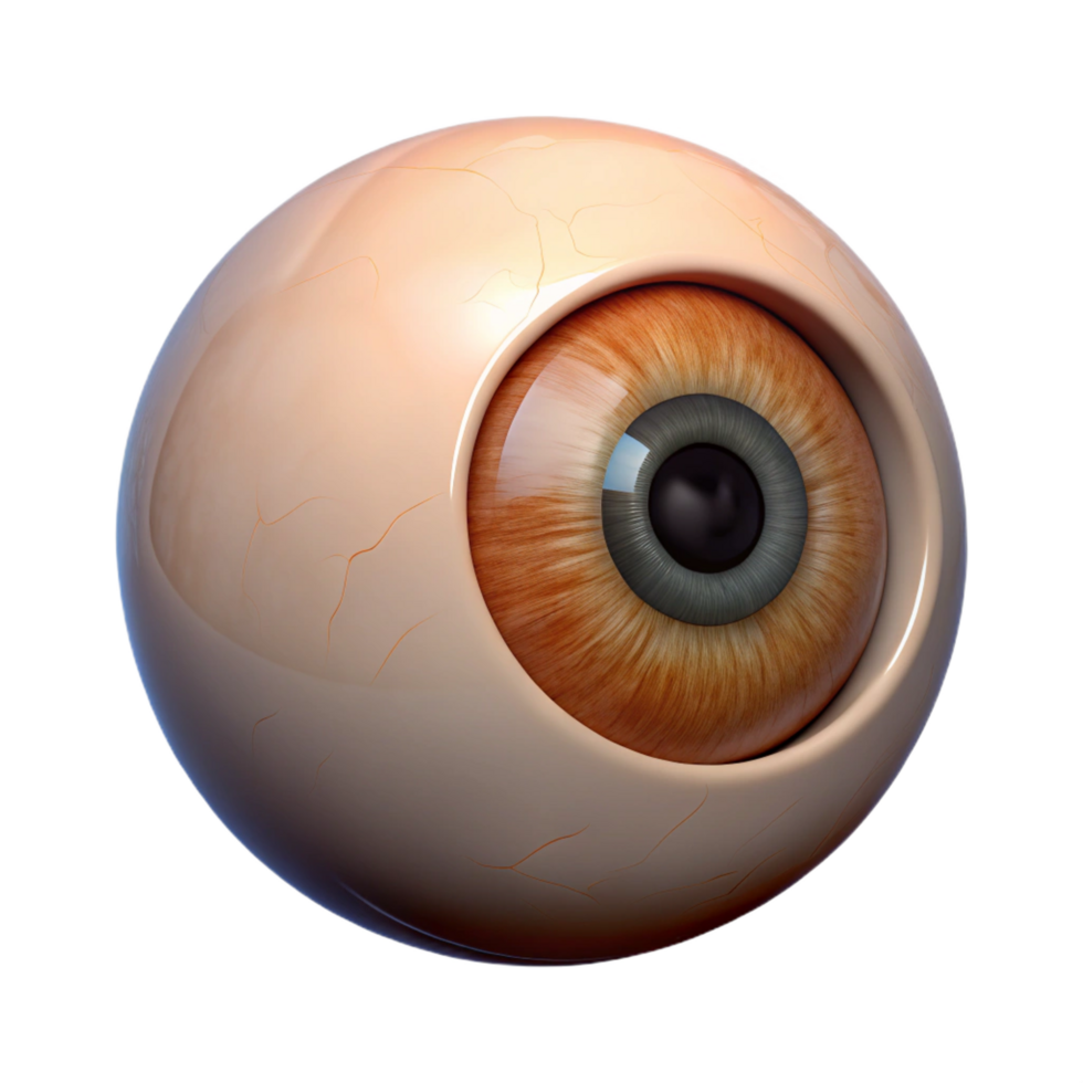 whimsical enchanting A realistic human eye, brown iris, NO BACKGROUND with Transparent Background. sharp png