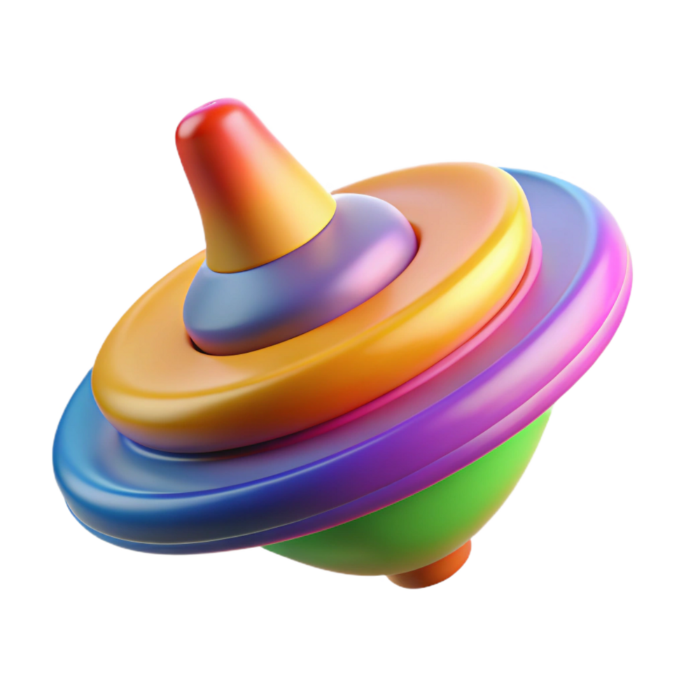 sumptuous peaceful contemporary A spinning top, multicolored and in motion blur, NO BACKGROUND with Transparent Background. authentic png