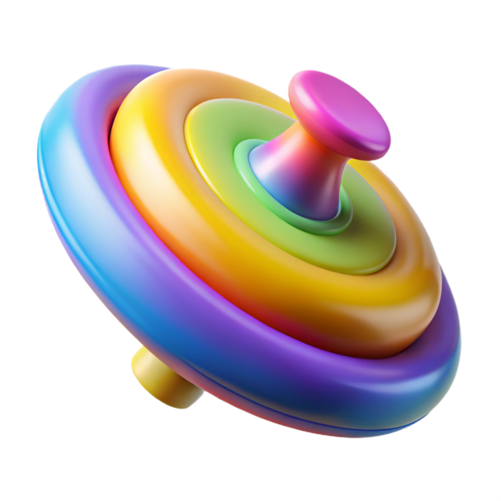 standout organic A spinning top, multicolored and in motion blur, NO BACKGROUND with Transparent Background. handcrafted png