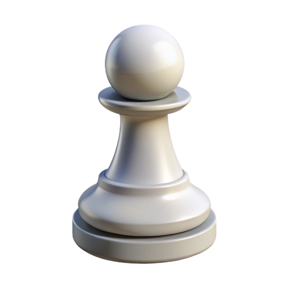 sought-after baroque A single, white chess pawn, NO BACKGROUND with Transparent Background. authentic png