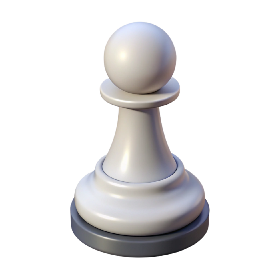 joyful captivating A single, white chess pawn, NO BACKGROUND with Transparent Background. artisan png