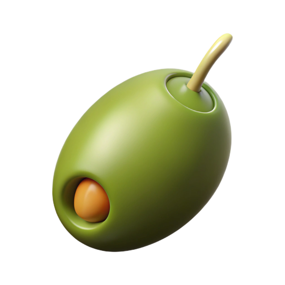 unparalleled traditional A single, green olive, with a pimento, NO BACKGROUND with Transparent Background. authentic png
