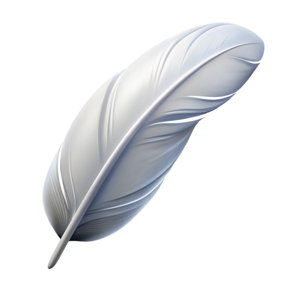 joyful wonderful A single, white feather, floating, NO BACKGROUND with Transparent Background. top-tier png