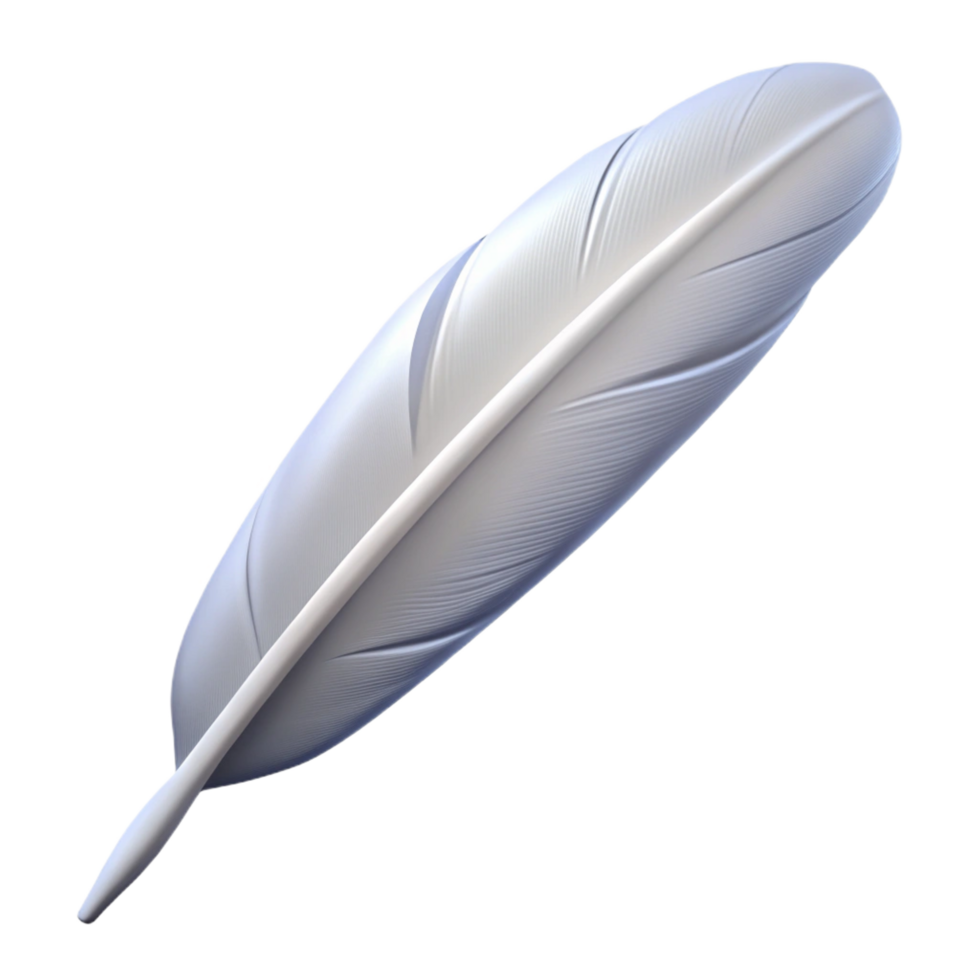 bold majestic A single, white feather, floating, NO BACKGROUND with Transparent Background. impeccable png