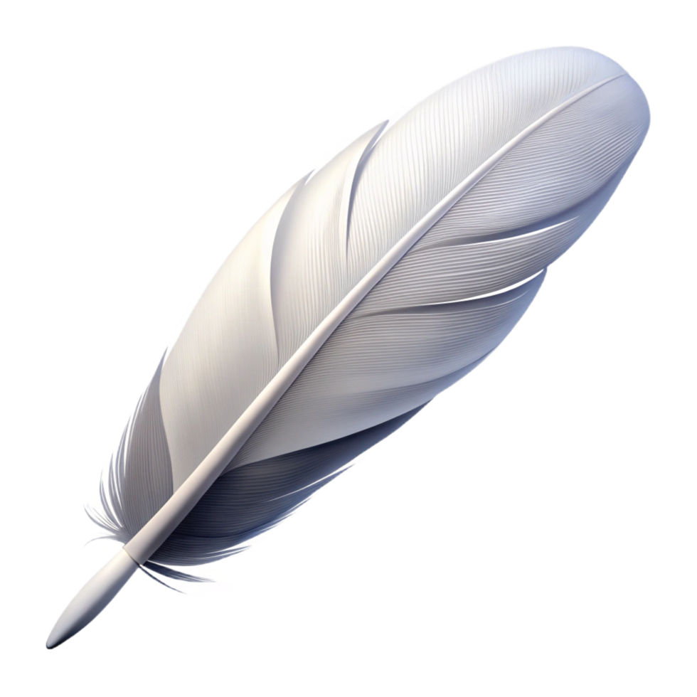 standout nordic A single, white feather, floating, NO BACKGROUND with Transparent Background. perfect clarity png