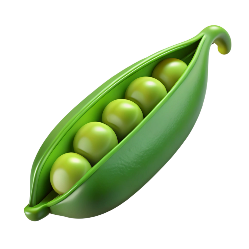 memorable elegant A single, green pea pod, open with peas visible, NO BACKGROUND with Transparent Background. gallery standard png