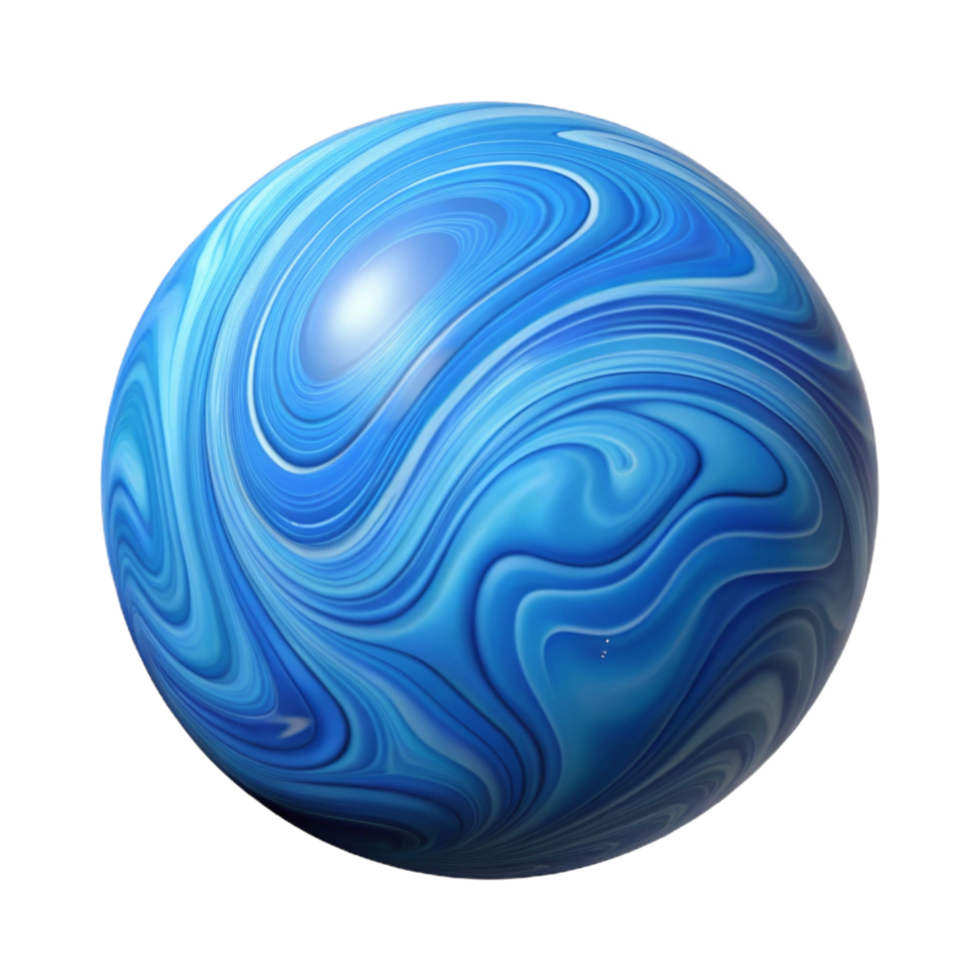 energetic impressive A single, blue marble, swirling pattern, NO BACKGROUND with Transparent Background. elite png