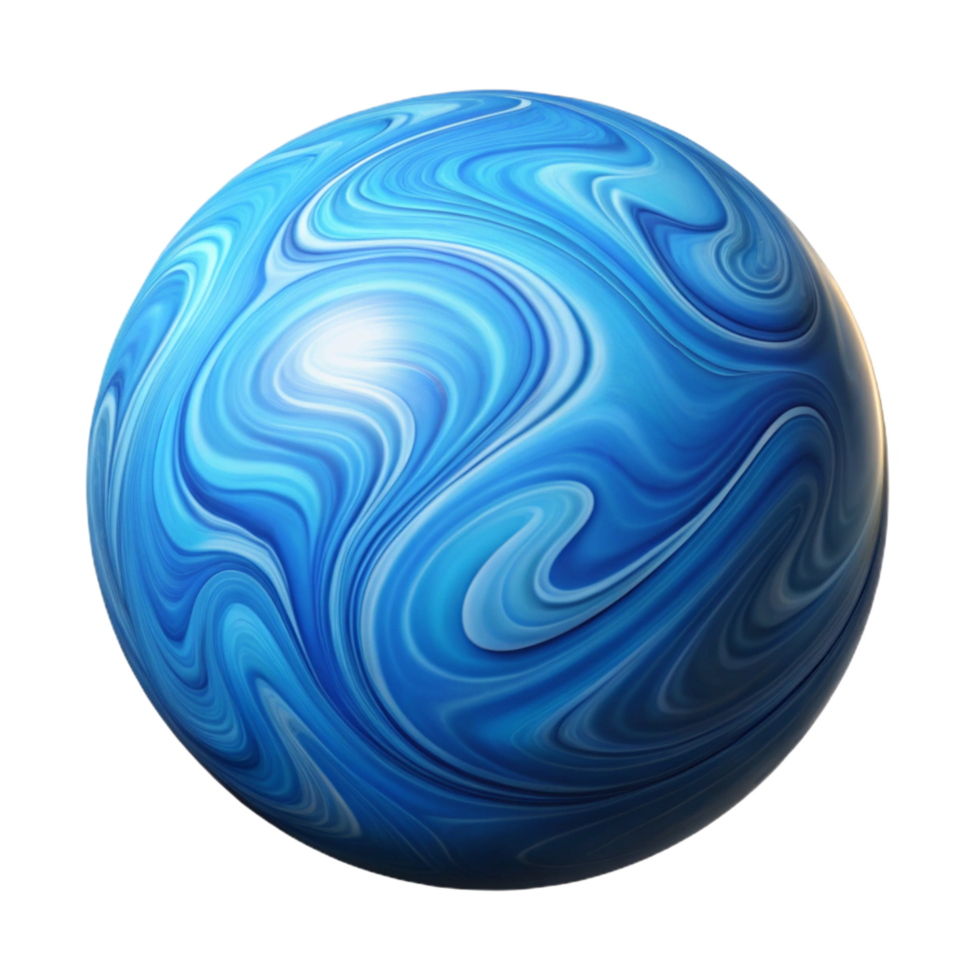 dramatic striking A single, blue marble, swirling pattern, NO BACKGROUND with Transparent Background. crisp png