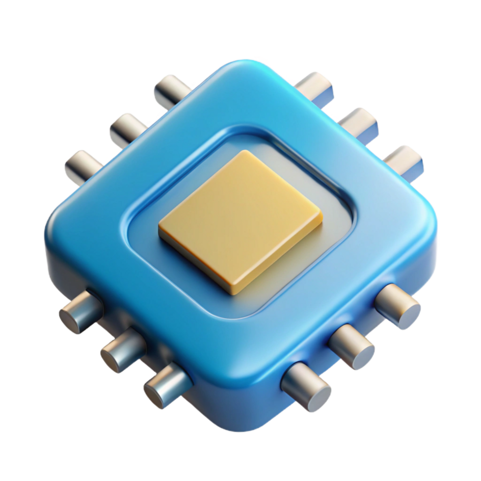 picturesque rare A single microchip, close-up. NO BACKGROUND with Transparent Background. png