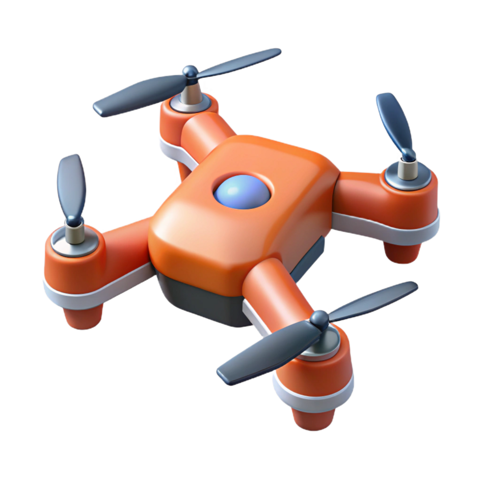 memorable futuristic A drone, quadcopter design. NO BACKGROUND with Transparent Background. top-tier png